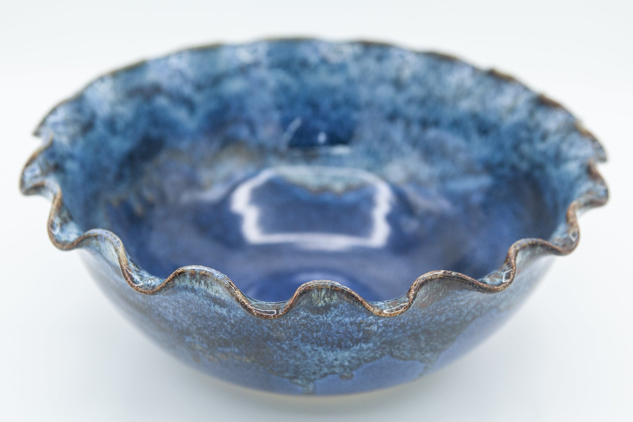 Bowl in Starry Night glaze with fluted rim