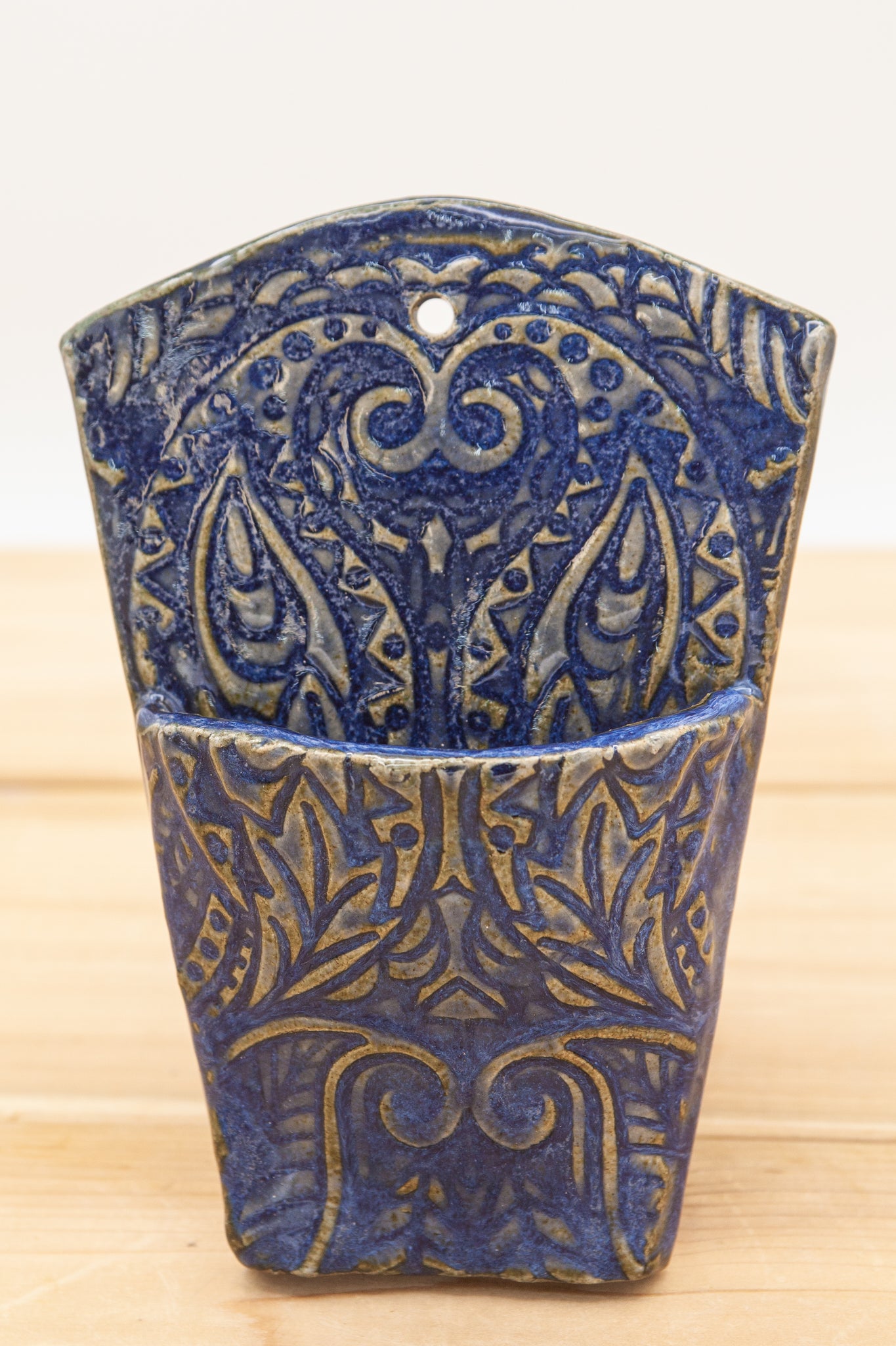 Wall pocket in Sapphire Blue glaze