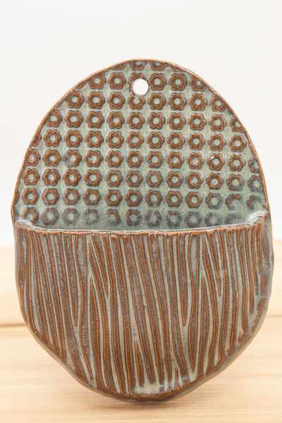 Wall Pocket in Antique Blue glaze