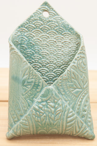 Wall Pocket in Teal glaze