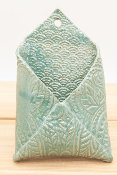 Wall Pocket in Teal glaze