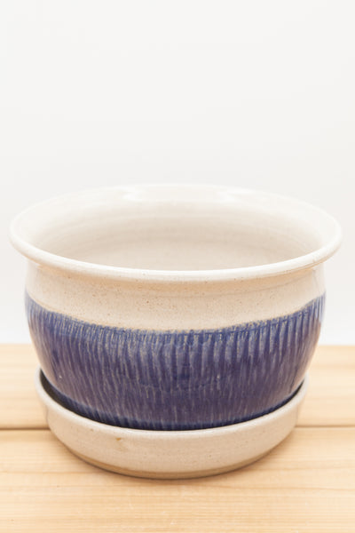 Planter in Spiced Cream and Blue glaze