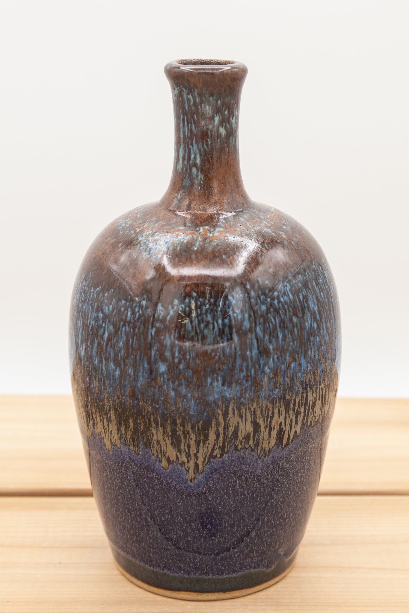 Bottle vase in Starry Night glaze