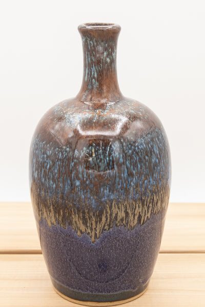 Bottle vase in Starry Night glaze