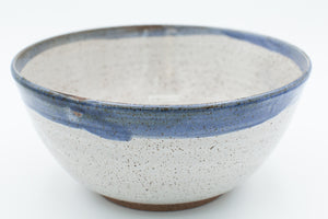 Bowl in speckled clay with Aspen White and Blue glaze