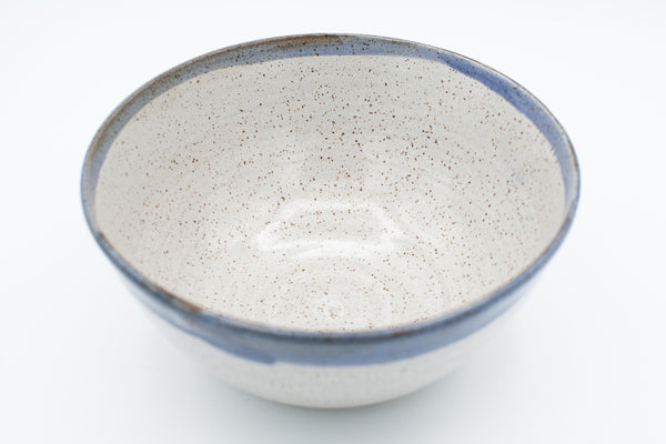 Bowl in speckled clay with Aspen White and Blue glaze