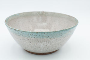 Bowl in speckled clay with Aspen White and Teal glaze