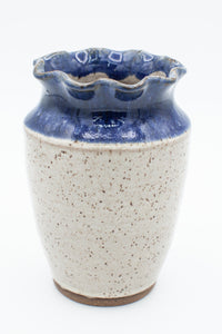 Vase with fluted rim in Spiced Cream and Blue glaze