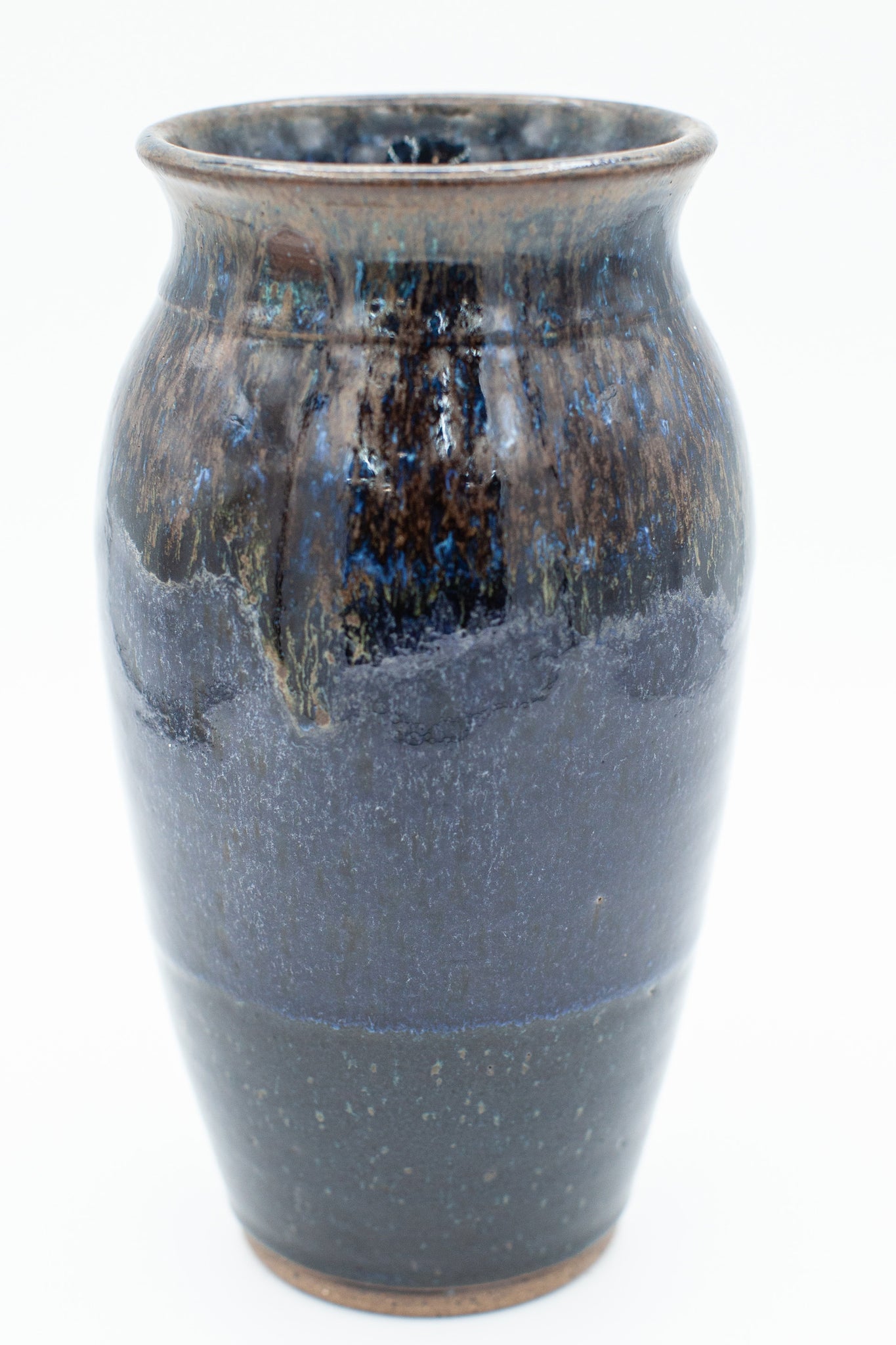 Vase in speckled clay with Starry Night glaze