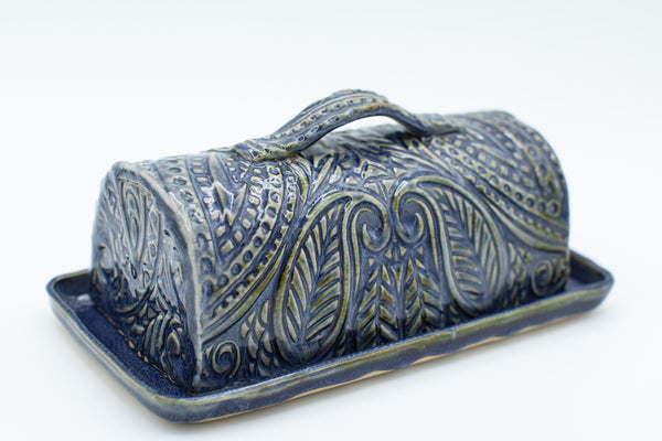 Butter dish in galaxy blue glaze