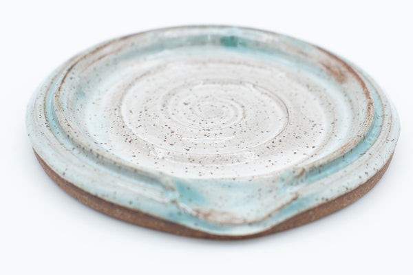 Spoon rest in Aspen white and Teal glaze