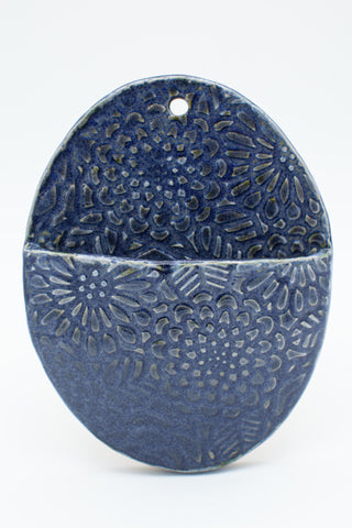 Oval wall pocket in Galaxy Blue glaze