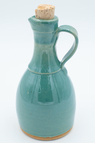 Oil bottle with cork stopper in Teal glaze