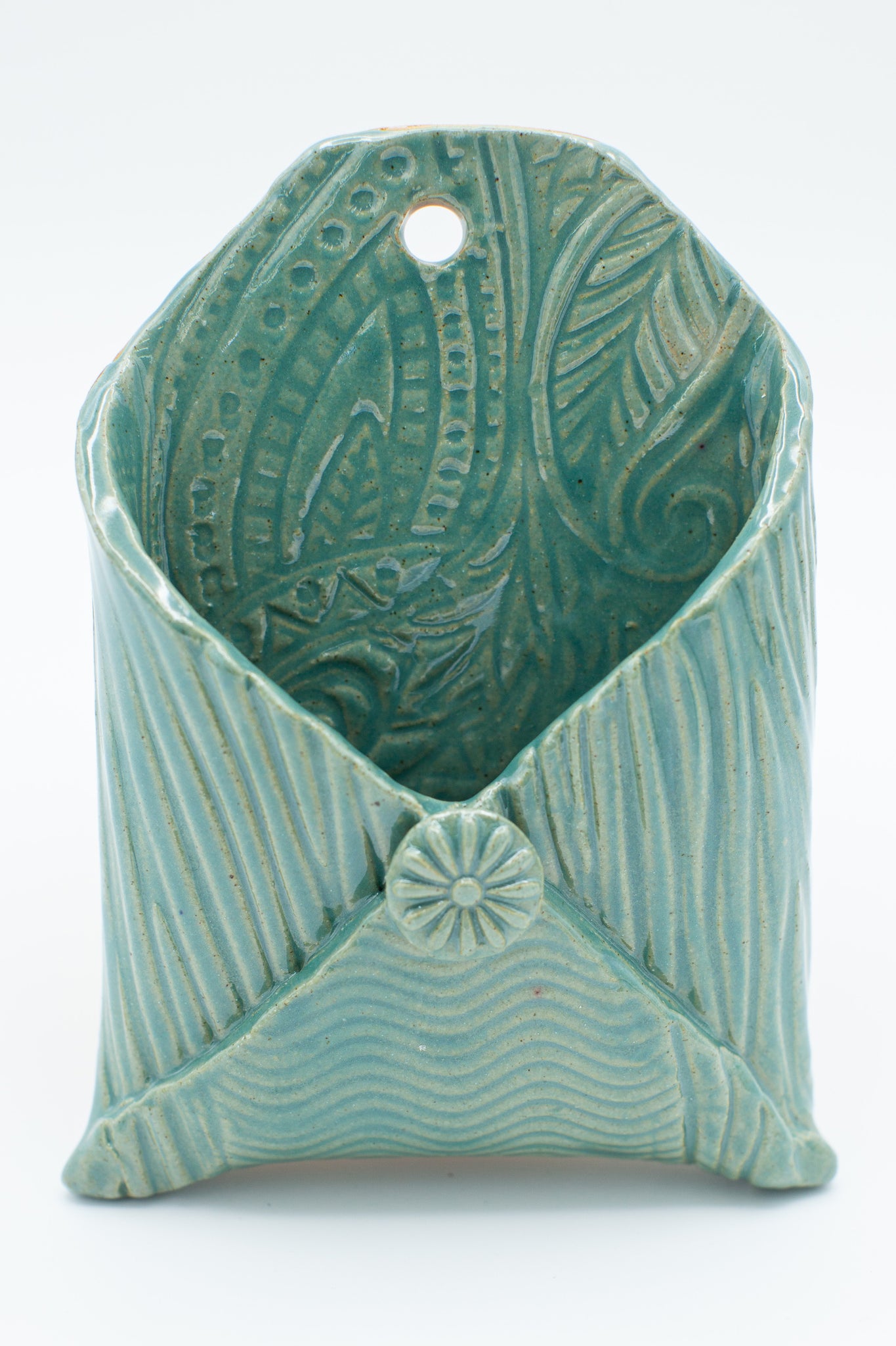 Wall pocket in Teal glaze