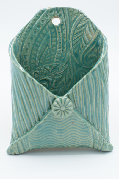 Wall pocket in Teal glaze