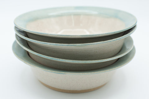 Bowl in spiced cream and teal glaze