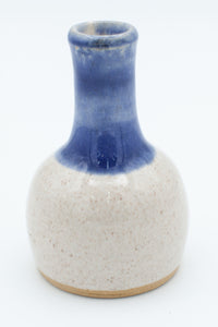 Bud vase in spiced cream and blue glaze