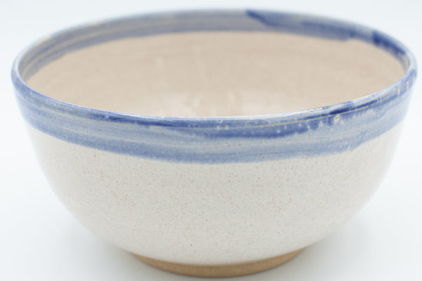 Serving bowl in spiced cream and blue glaze