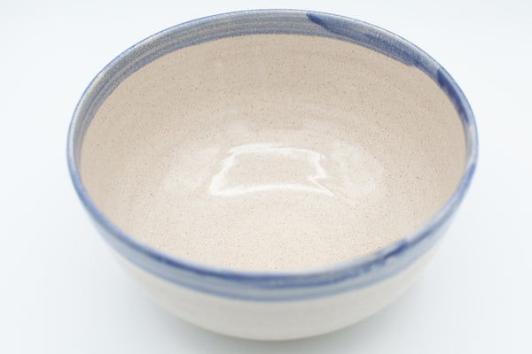 Serving bowl in spiced cream and blue glaze