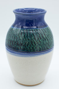 Vase in spiced cream and blue with texture