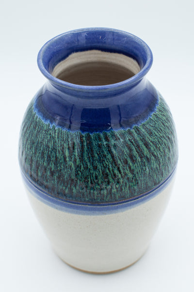 Vase in spiced cream and blue with texture