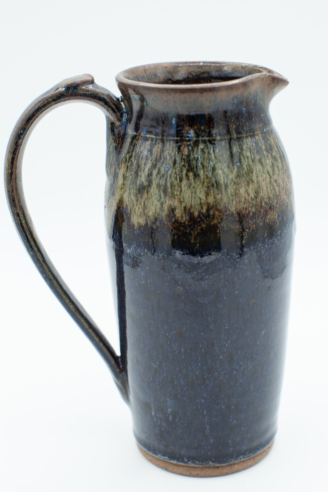 Pitcher in speckled clay with Starry Night glaze