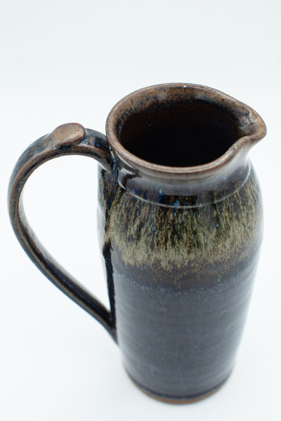 Pitcher in speckled clay with Starry Night glaze