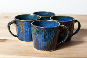 Blue faceted cups