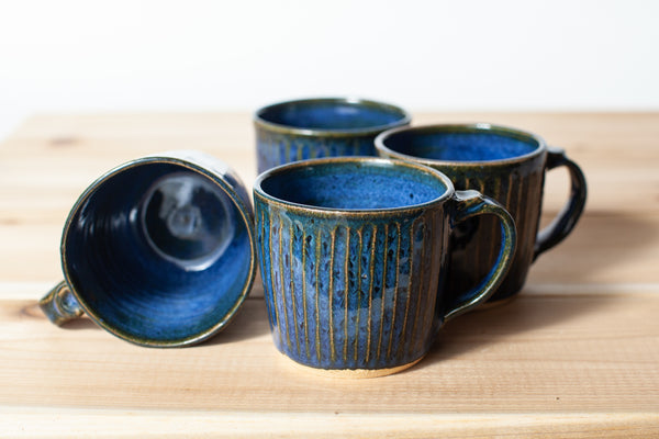 Blue faceted cups