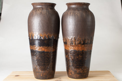 Tall Vases in Antique Brown-Set of Two