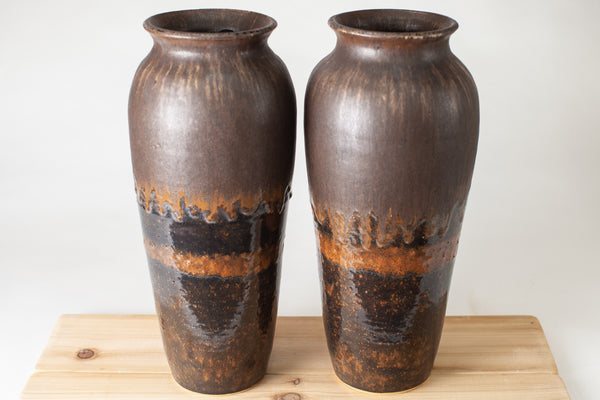 Tall Vases in Antique Brown-Set of Two