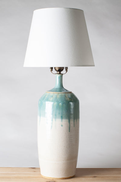 Tall lamp in Teal and Spiced Cream glaze