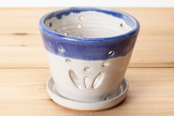 Orchid Planter in the Aspen White and Blue glaze