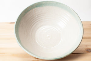 Serving Bowl in Spiced Cream and Teal glaze