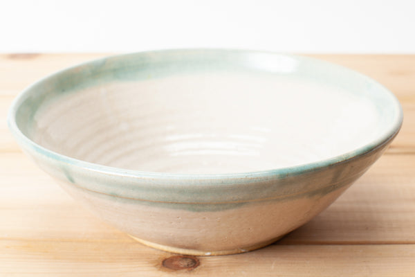 Serving Bowl in Spiced Cream and Teal glaze