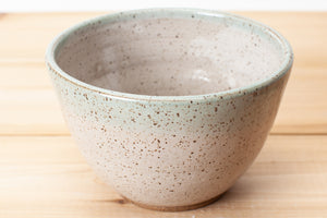 Noodle bowl in Spiced Cream and Teal glaze with speckled clay